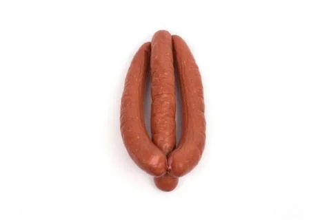 Sausages on a white background Stock Photos