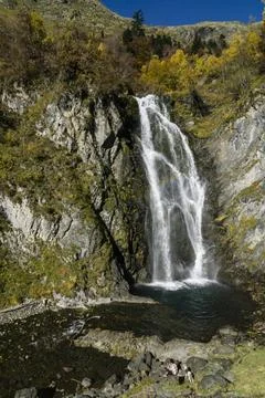 Saut deth Pish waterfall Saut deth Pish waterfall, Varradós valley, Aran, .. Stock Photos