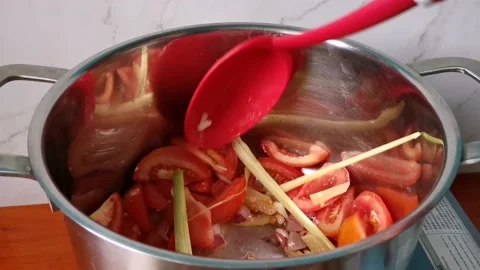 Saute Chopped Tomatoes Stock Footage 159319935