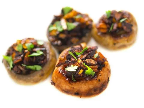 Sauteed button mushrooms Stock Photos