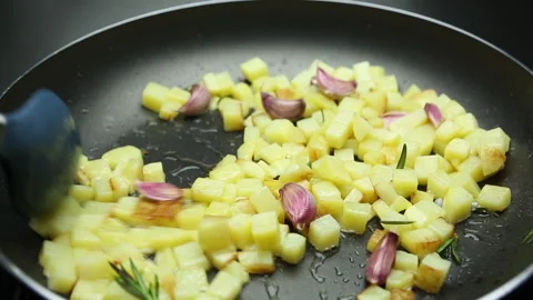 Sauteed Potatoes with Garlic 1 Stock Footage 281263007