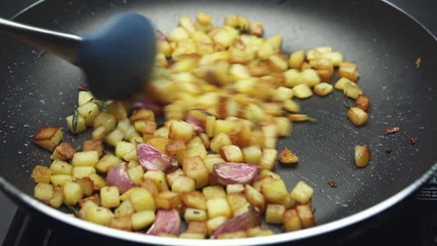 Sauteed Potatoes with Garlic 3 Stock Footage 281263514