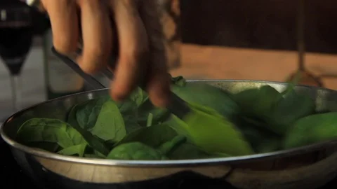 Sautéing Spinach Stock Footage 122743675
