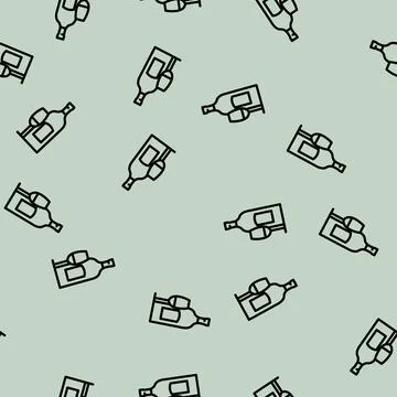 Sauvignon blanc white wine line vector seamless pattern Stock Illustration