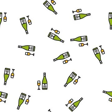 Sauvignon blanc white wine vector seamless pattern Stock Illustration