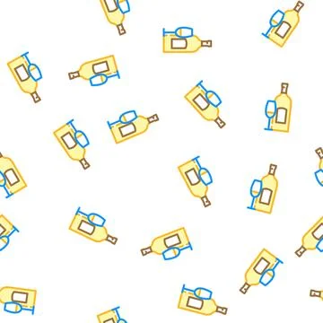 Sauvignon blanc white wine vector seamless pattern Stock Illustration