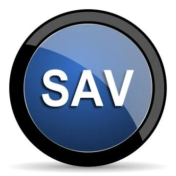 Sav blue circle glossy web icon on white background, round button for interne Illustrazione stock