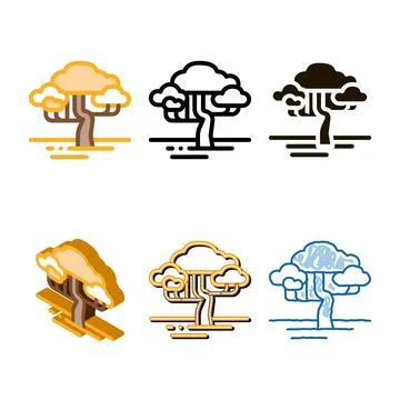 Savanna tree icon vector variants outline Illustrazione stock