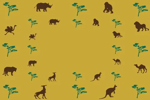 Savanna Wildlife Pattern Stock Illustration