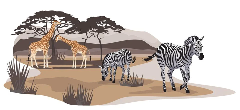 Savannah animals Stock Illustration