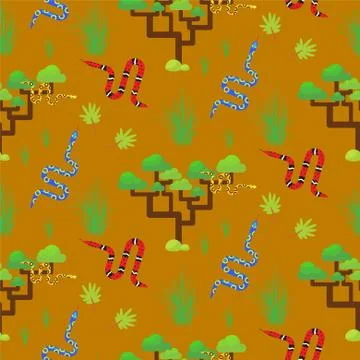 Savannah landscape seamless pattern vector 스톡 일러스트