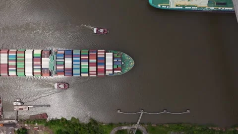 Savannah River Cargo Ship 10 Stock Footage 276956501