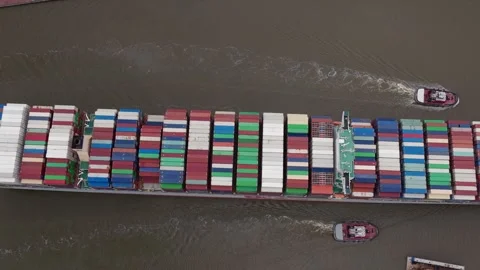 Savannah River Cargo Ship 8 Stock Footage 276956922