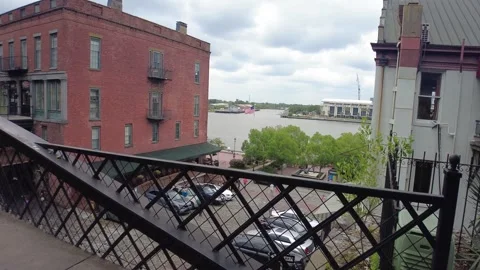 Savannah river front lock bridge Vídeo Stock 242103281