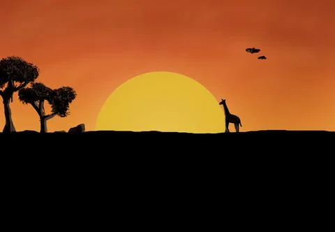 Savannah Sunset Backround Stockillustratie