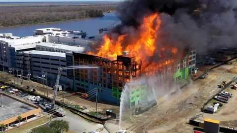 Savannah Wharf Project Fire Vídeo Stock 125444565