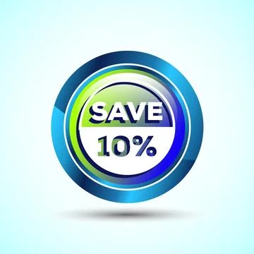 Save 10 Percent Icon Button Design Illustration, Discount Sign Stock Illustration