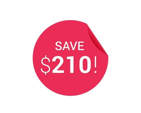 Save $210 dollars, $210 us dollar save Stock Illustration