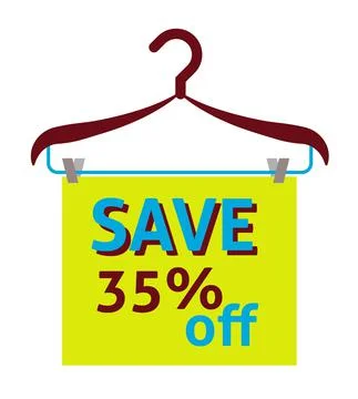Save 35% off label, flat vector illustration Stock Illustration