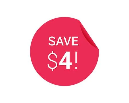 Save $4 dollars, $4 us dollar save Stock Illustration