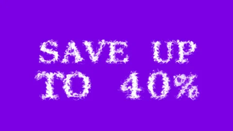 Save Up To 40% cloud text effect violet isolated background Stock Footage 139641398