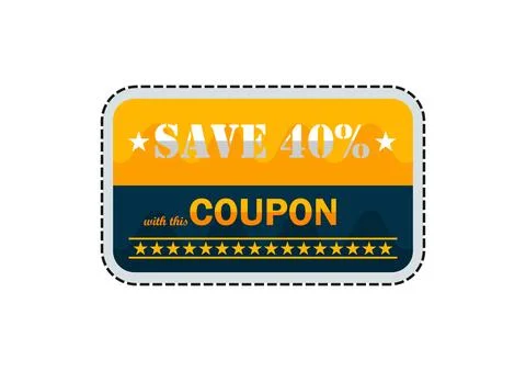 Save 40% Instantly with This Coupon Stock Illustration