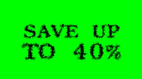 Save Up To 40% smoke text effect green isolated background Stock Footage 139634628