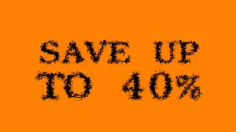 Save Up To 40% smoke text effect orange isolated background Stock Footage 139634637