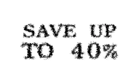 Save Up To 40% smoke text effect white isolated background Stock Footage 139634957