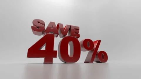 Save 40% text animation Stock Footage 29975475