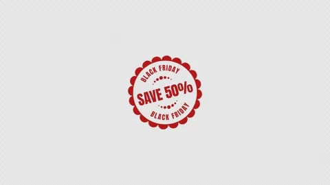 Save 50 Animated Black Friday Badge Alpha Channel Transparent Background Stock Footage 319894614