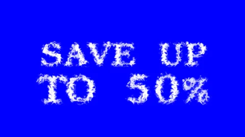 Save Up To 50% cloud text effect blue isolated background Stock Footage 139641415