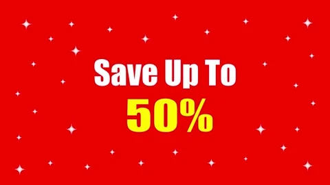 Save Up to 50 Percent Discount Banner with Red Background for Online Promotions Stock Footage 314307396