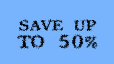 Save Up To 50% smoke text effect sky isolated background Stock Footage 139634659