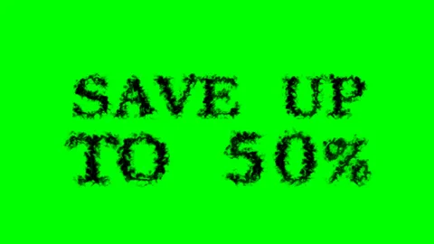 Save Up To 50% smoke text effect green isolated background Stock Footage 139634673