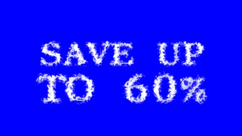 Save Up To 60% cloud text effect blue isolated background Stock Footage 139641499