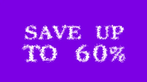Save Up To 60% cloud text effect violet isolated background Stock Footage 139641525