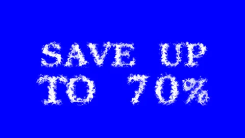 Save Up To 70% cloud text effect blue isolated background Stock Footage 139641540