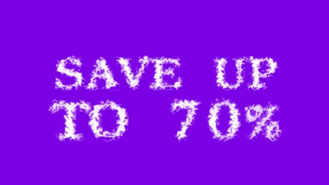 Save Up To 70% cloud text effect violet isolated background Stock Footage 139641545
