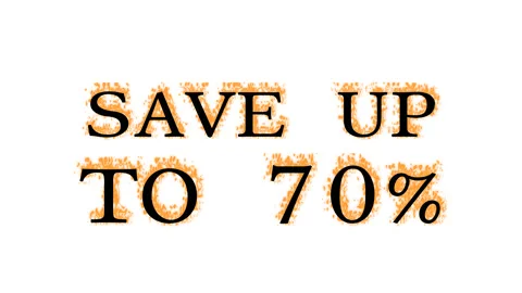 Save Up To 70% fire text effect white isolated background Stock Footage 137898931