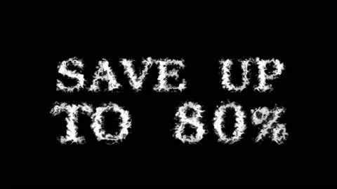 Save Up To 80% cloud text effect black isolated background Stock Footage 139641547