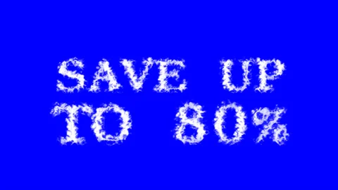 Save Up To 80% cloud text effect blue isolated background Stock Footage 139641580
