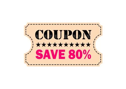 Save 80% Coupon Illustrazione stock