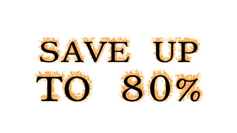 Save Up To 80% fire text effect white isolated background Stock Footage 137898933