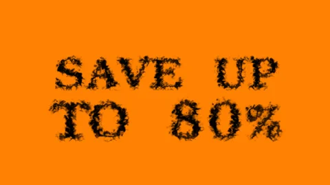 Save Up To 80% smoke text effect orange isolated background Stock Footage 139635106
