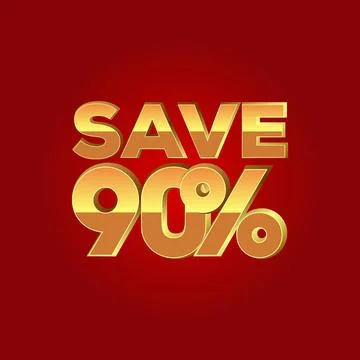 Save 90 percent 3D vector illustration, Sale discount offer price sign. Spe.. Stock Illustration