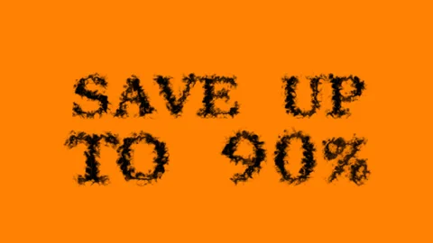Save Up To 90% smoke text effect orange isolated background Stock Footage 139635324