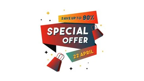 Save up to 90% special offer. Paper style creative promotion template design Stock Illustration