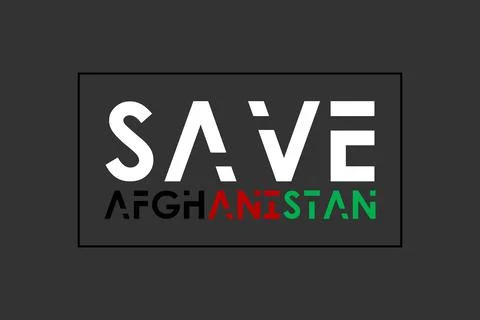 Save Afghanistan typography text vector background design Illustrazione stock