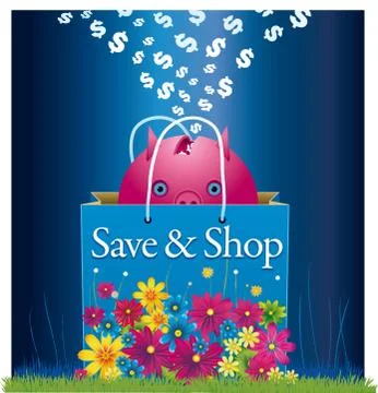 Save and shop 库存插图